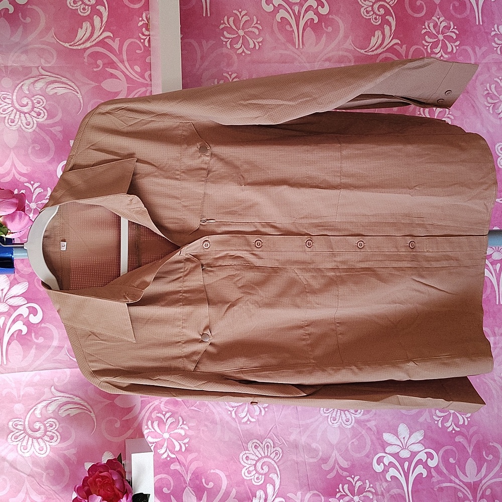 Tan Textured Button-Up Shirt